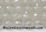 CAA5630 15 inches 6mm faceted round AB-color white agate beads