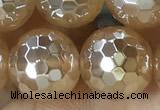 CAA5657 15 inches 10mm faceted round AB-color yellow agate beads