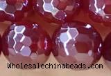 CAA5663 15 inches 12mm faceted round AB-color red agate beads