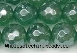 CAA5686 15 inches 8mm faceted round AB-color green agate beads