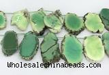 CAA5709 Top drilled 25*30mm - 40*50mm freeform grass agate beads