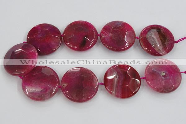 CAA576 15.5 inches 45mm faceted flat round dragon veins agate beads