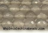 CAA5785 15 inches 6mm faceted round grey agate beads