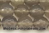 CAA5787 15 inches 10mm faceted round grey agate beads