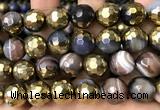 CAA5880 15 inches 6mm,8mm,10mm & 12mm faceted round electroplated banded agate beads