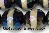 CAA5938 8mm, 10mm & 12mm faceted round AB-color tibetan agate beads