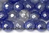 CAA5940 15 inches 6mm faceted round AB-color banded agate beads