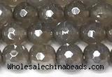 CAA5943 15 inches 6mm faceted round AB-color grey agate beads