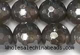 CAA5945 15 inches 10mm faceted round AB-color grey agate beads