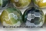 CAA5955 15 inches 12mm faceted round AB-color line agate beads