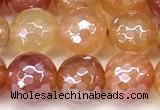 CAA5970 15 inches 8mm faceted round AB-color line agate beads