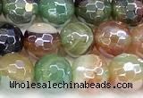 CAA5973 15 inches 6mm faceted round AB-color line agate beads