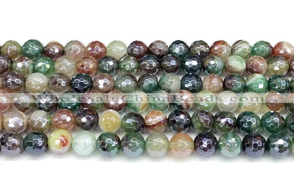 CAA5974 15 inches 8mm faceted round AB-color line agate beads