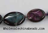 CAA598 16*20mm – 30*40mm faceted oval dragon veins agate beads