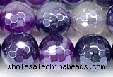 CAA5983 15 inches 8mm faceted round AB-color line agate beads