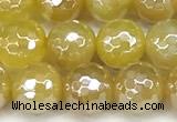 CAA5987 15 inches 6mm faceted round AB-color line agate beads