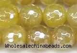 CAA5988 15 inches 8mm faceted round AB-color line agate beads