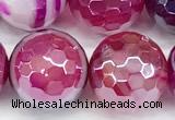 CAA5997 15 inches 10mm faceted round AB-color line agate beads