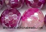 CAA5999 15 inches 14mm faceted round AB-color line agate beads