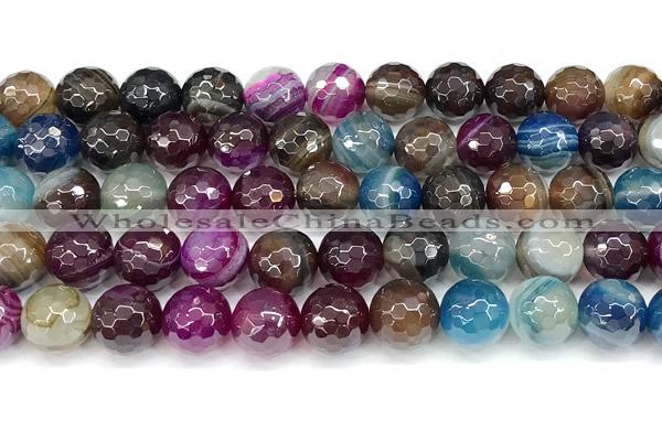 CAA6011 15 inches 10mm faceted round AB-color line agate beads