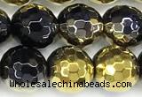 CAA6025 15 inches 8mm faceted round electroplated agate beads