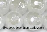 CAA6033 15 inches 12mm faceted round AB-color white agate beads