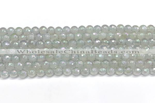 CAA6034 15 inches 6mm faceted round AB-color white agate beads