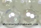 CAA6037 15 inches 12mm faceted round AB-color white agate beads