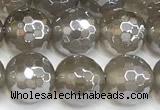 CAA6039 15 inches 8mm faceted round AB-color grey agate beads