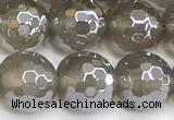 CAA6040 15 inches 10mm faceted round AB-color grey agate beads