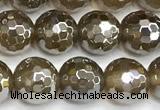 CAA6047 15 inches 8mm faceted round AB-color yellow agate beads