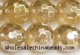 CAA6052 15 inches 10mm faceted round AB-color yellow agate beads