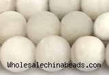 CAA6077 15 inches 8mm round matte white crazy lace agate beads