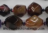 CAA608 15.5 inches 15*20mm faceted nuggets dragon veins agate beads