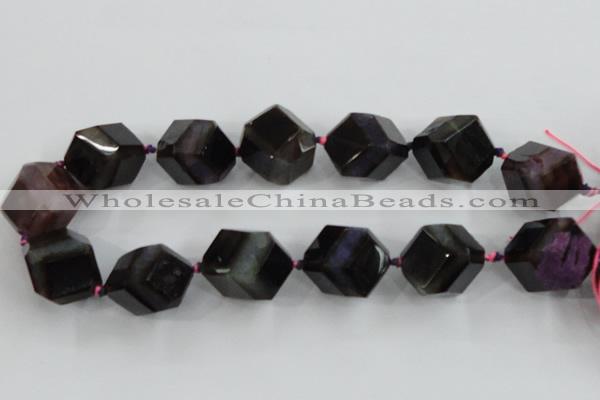 CAA620 15.5 inches 20*20mm faceted cube dragon veins agate beads