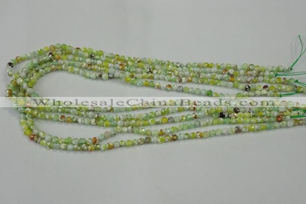 CAA707 15.5 inches 4mm faceted round fire crackle agate beads