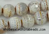 CAA724 15.5 inches 14mm faceted round fire crackle agate beads