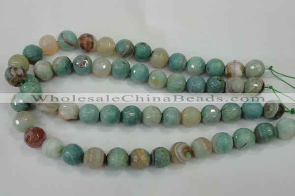 CAA725 15.5 inches 14mm faceted round fire crackle agate beads