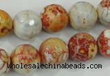 CAA729 15.5 inches 14mm faceted round fire crackle agate beads