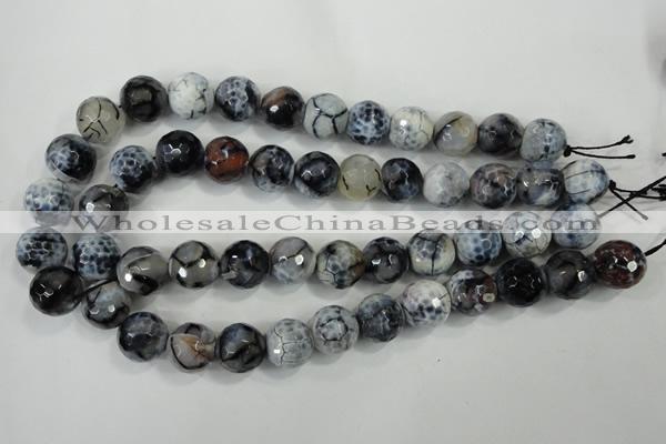 CAA730 15.5 inches 16mm faceted round fire crackle agate beads