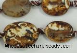 CAA760 15.5 inches 14*18mm twisted oval wooden agate beads