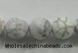 CAA815 15.5 inches 16mm faceted round fire crackle agate beads