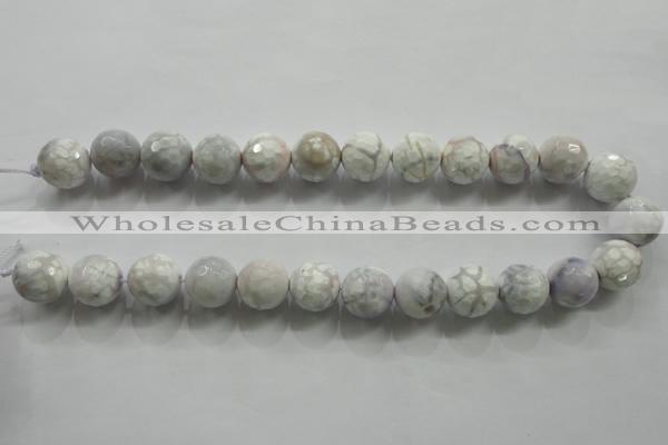 CAA815 15.5 inches 16mm faceted round fire crackle agate beads