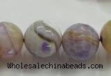 CAA819 15.5 inches 18mm faceted round fire crackle agate beads