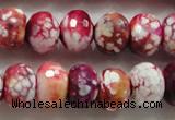 CAA826 15.5 inches 10*14mm faceted rondelle fire crackle agate beads