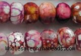 CAA831 15.5 inches 12*16mm faceted rondelle fire crackle agate beads