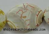 CAA845 15.5 inches 25*35mm twisted oval fire crackle agate beads