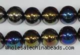 CAA851 15.5 inches 12mm round AB-color black agate beads