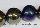 CAA852 15.5 inches 22mm round AB-color black agate beads