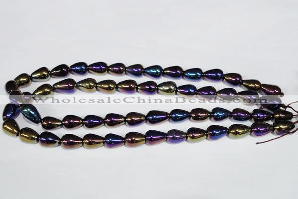 CAA855 15.5 inches 10*14mm teardrop AB-color black agate beads